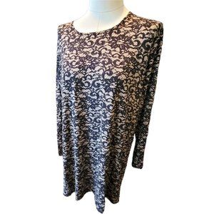 J. Jill Black and Tan Hollac Pants and Top Set Faux Lace Design Woman's 2X DH386